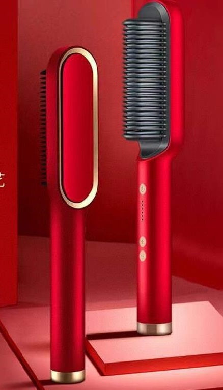 Electronic hair straightener brush